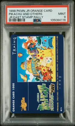 1998 POKEMON JR ORANGE CARDS JR EAST STAMP RALLY PIKACHU AND OTHERS PSA 9 - Image 1