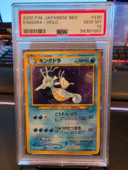 PSA 10 Kingdra Holo Pokemon 2000 JPN Japanese NEO #230 SWIRL - Image 1