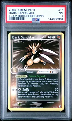 2004 Pokemon EX Team Rocket Returns Dark Sandslash #18 PSA 7 - Image 1