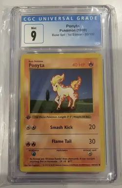 Pokemon CGC 9 Mint 1st Edition Ponyta 60/102 1st Edition Base Set - Image 1