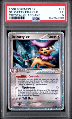 2006 POKEMON EX CRYSTAL GUARDIANS #91 DELCATTY EX-HOLO PSA 5 - Image 1