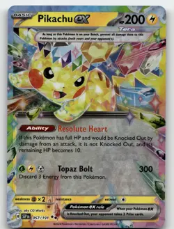 PIKACHU EX 057/191 DOUBLE RARE SURGING SPARKS POKEMON NEAR MINT - Image 2