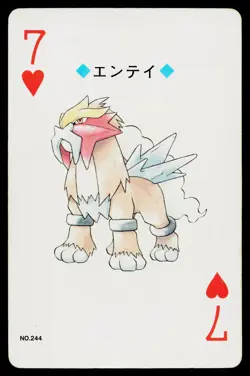 Entei 7 of Hearts Pokemon Gold Deck Playing Cards Heavily Played - Image 1