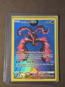 Galarian Moltres SWSH284 Crown Zenith Holo Black Star Promo IR Pokemon Card - Image 2