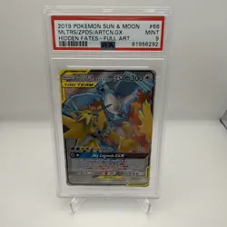 Pokemon GX Full Art Moltres & Zapdos & Articuno Card 66/68 PSA 9 - Image 1
