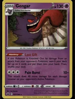 Gengar Holo Rare SWSH06: Chilling Reign 057/198 Psychic Holo Pokemon Card - Image 1