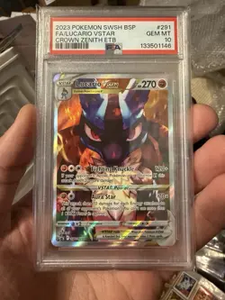 2023 POKEMON SWSH BLACK STAR PROMO #291 FA LUCARIO VSTAR CROWN ZENITH (PSA 10) - Image 1