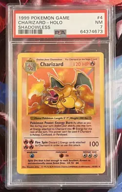 1999 Pokemon WOTC Base Set Shadowless Charizard Holo PSA 7 #2 - Image 1