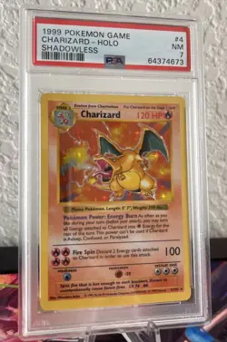 1999 Pokemon WOTC Base Set Shadowless Charizard Holo PSA 7 #2 - Image 3