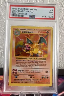 1999 Pokemon WOTC Base Set Shadowless Charizard Holo PSA 7 #2 - Image 5