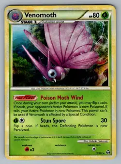 Venomoth 11/102 Holo Rare HGSS Triumphant Pokemon MP Holo - Image 1