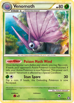 Venomoth 11/102 Holo Rare HGSS Triumphant Pokemon MP Holo - Image 4