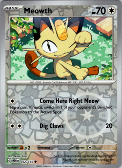 🔥Pokemon - Meowth - Reverse Holo - Common - 052/165 - S & V: 151 - (NM)🔥 - Image 1