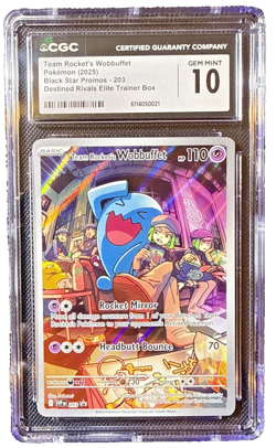 Team Rockets Wobbuffet #203 Black Star Promo Destined Rivals Graded CGC 10 - Image 1