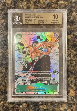 BGS 10 PRISTINE One Piece Wings of Captain Manga Art Foil Roronoa Zoro #OP06-118 - Image 1