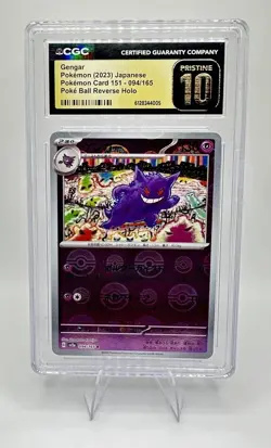 Pokemon Gengar 094/165 Card 151 2023 Poke Ball Reverse Holo JPN CGC Pristine 10 - Image 1