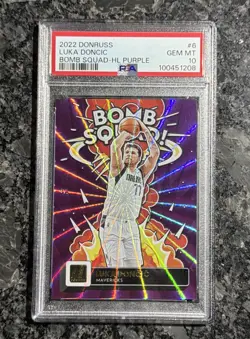 2022 Donruss Luka Doncic Bomb Squad-Holo Purple Laser /99 PSA 10 - Image 1