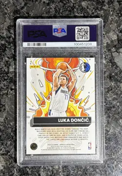2022 Donruss Luka Doncic Bomb Squad-Holo Purple Laser /99 PSA 10 - Image 2