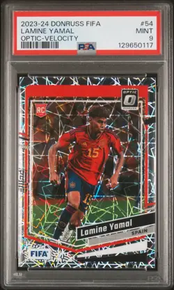 2023-24 Panini Donruss FIFA Lamine Yamal #54 Optic Velocity PSA 9 - Image 1