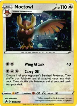 Pokemon TCG Noctowl SWSH027 SWSH: Sword & Shield Promo Cards Holo LP - Image 1