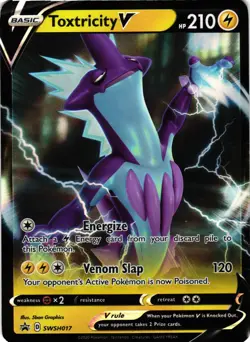 Pokemon TCG Toxtricity V SWSH017 Sword & Shield Promo Ultra Rare DMG - Image 1