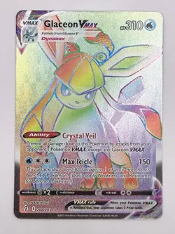 Glaceon VMAX 208/203 - Evolving Skies Full Art Rainbow SR Pokemon TCG - NM - Image 2