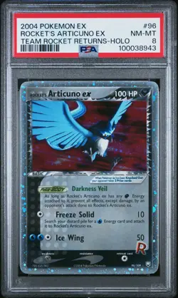 2004 POKEMON EX TEAM ROCKET RETURNS #96 ROCKET'S ARTICUNO EX-HOLO PSA 8 - Image 1