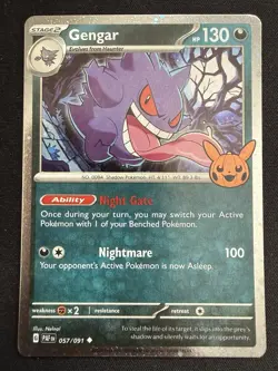 Pokemon TCG Gengar (Cosmos Holo) 057/091 - Paldean Fates, Trick or Trade NM - Image 1