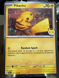 Pokemon Pikachu Promo Card 051/162 2026 Pokemon day Holo 70 HP Basic Random Spar - Image 1
