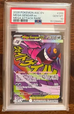 2026 POKEMON ASC EN-ASCENDED HEROES #269 MEGA GENGAR EX MEGA ATTACK RARE PSA 10 - Image 1