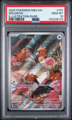 2025 Pokemon Mega Evolutions #151 Spearow Illustration RARE PSA 10 GEM MINT - Image 1