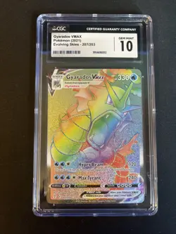 Pokemon TCG Gyarados VMAX 207/203 Rainbow Rare Evolving Skies CGC 10 - Image 1