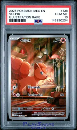 Pokemon Card PSA 10 Vulpix 138/132 MEG Mega Evolution Illustration Rare 2025 - Image 1