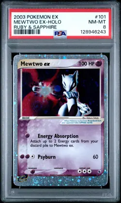 2003 POKEMON EX RUBY & SAPPHIRE #101 MEWTWO EX-HOLO PSA 8 - Image 1