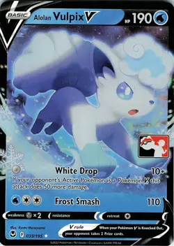 Alolan Vulpix V Ultra Rare Prize Pack Series Cards 033/195 NM - Image 1