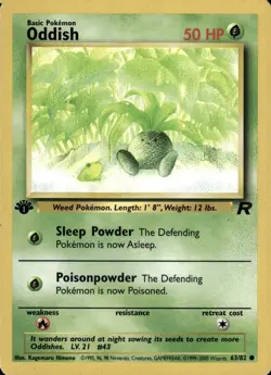 Pokemon TCG Oddish 63/82 Team Rocket Regular 1st Edition Card - RARE - NM - Image 1