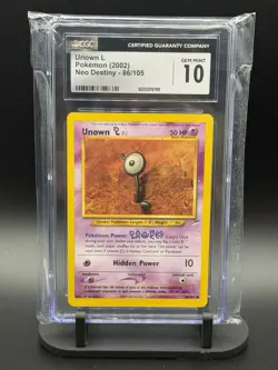 CGC 10 GEM MINT Unown [L] 86/105 Neo Destiny Regular Vintage WOTC 2002 Pokemon - Image 1