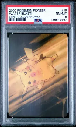 2000 Pokemon Card Pioneer Lenticular Pikachu Water Blast Promo #18 PSA 8 POP 18 - Image 1