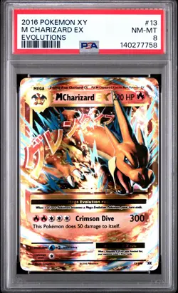 2016 POKEMON XY EVOLUTIONS #13 M CHARIZARD EX PSA 8 - Image 1