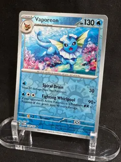 Vaporeon 134/165 Rare 151 Pokemon Reverse Holo Near Mint - Image 1