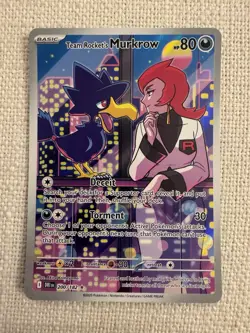 Team Rocket's Murkrow 200/182 Illustration Rare Destined Rivals Pokemon Holo NM - Image 1