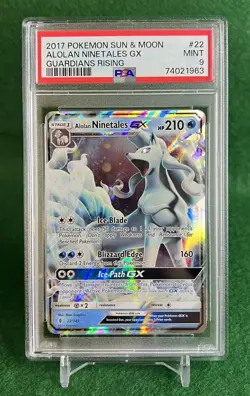 2017 Pokemon Sun & Noon Alolan Ninetales GX Guardians Rising #22/145 PSA Mint 9 - Image 1
