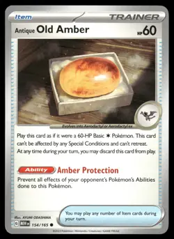 Pokemon TCG Antique Old Amber #154/165 151 MEW EN Common NM SV Modern - Image 1