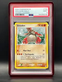 2004 Pokemon EX Hidden Legends-Groudon 102/101 Secret Rare Holo w. Swirl- PSA 9 - Image 1
