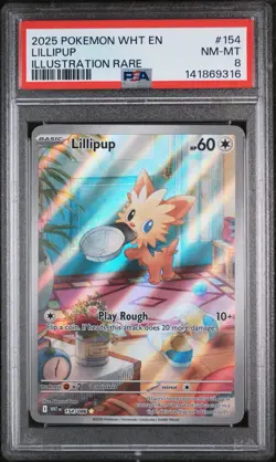 Pokemon Lillipup Sv: White Flare Illustration Rare Holo 154/086 PSA 8 - Image 1