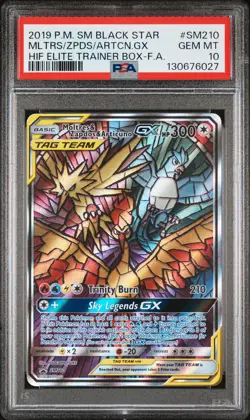 2019 POKEMON SM BLACK STAR PROMO FULL ART/MOLTRES & ZAPDOS & ARTICUNO GX PSA 10 - Image 1