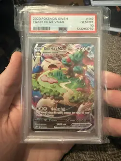 PSA 10 ⭐ Pokemon Snorlax VMAX 142 Sword & Shield Full Art Graded Card - Image 1