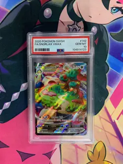 Snorlax VMAX PSA 10 Full Art Sword And Shield Base Set 142/202 Pokemon Card - Image 1