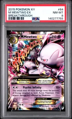 2015 POKEMON XY BREAKTHROUGH #64 M MEWTWO EX PSA 8 - Image 1
