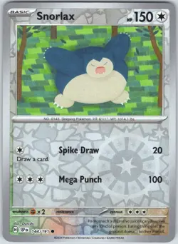 Snorlax 144/191 Common Surging Sparks Pokemon Reverse Holo NM - Image 1